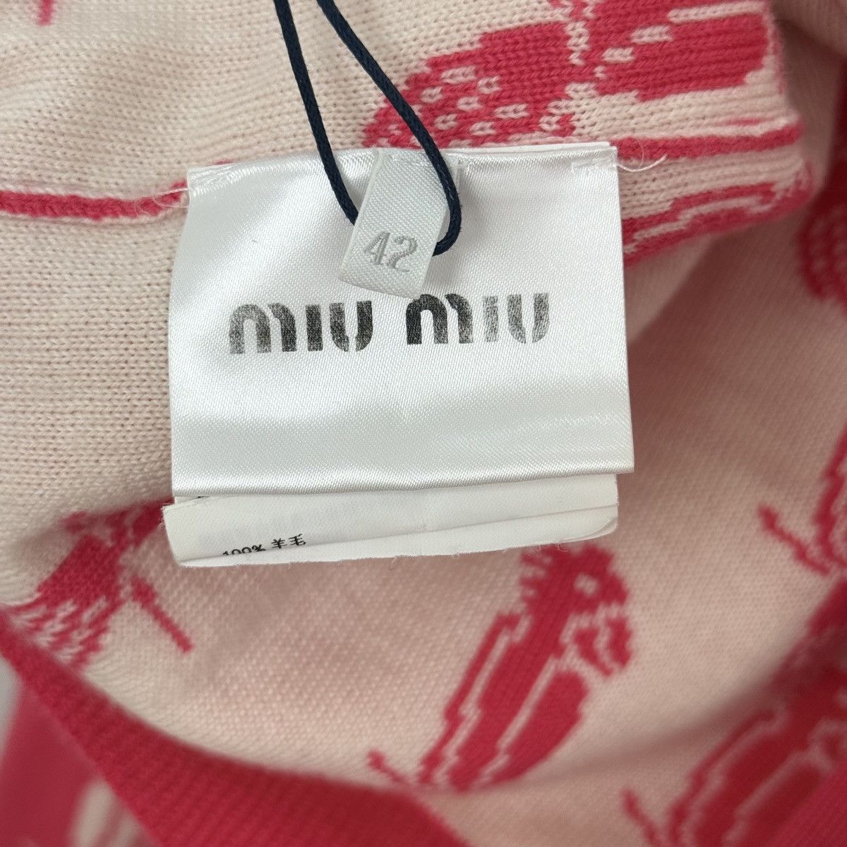 Miu Miu Miu Miu Red Logo Parrot Printed Cropped Knit Cardigan K26WX Size M / US 6-8 / IT 42-44 - 4 Thumbnail