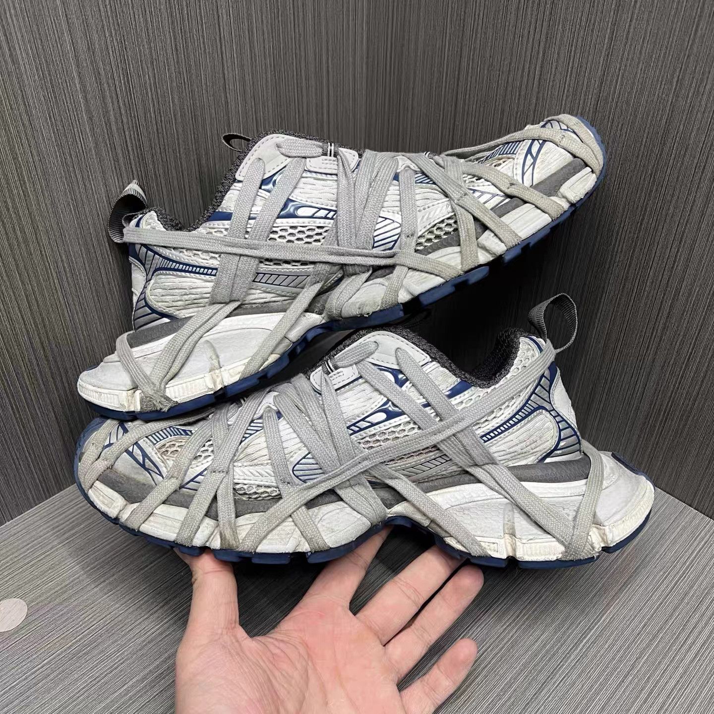 Balenciaga Balenciaga 3XL Extreme Laces Grey Blue Sneakers K15 Size US 7 / EU 40 - 4 Thumbnail
