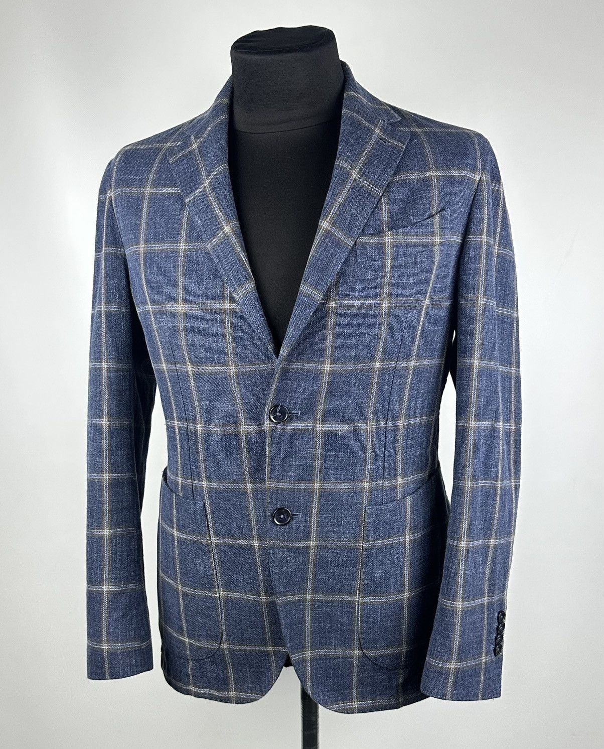 L.B.M. 1911 L.B.M. 1911 Lubiam Italy Windowpane Plaid Cotton Blazer 48R Size 48R - 1 Thumbnail