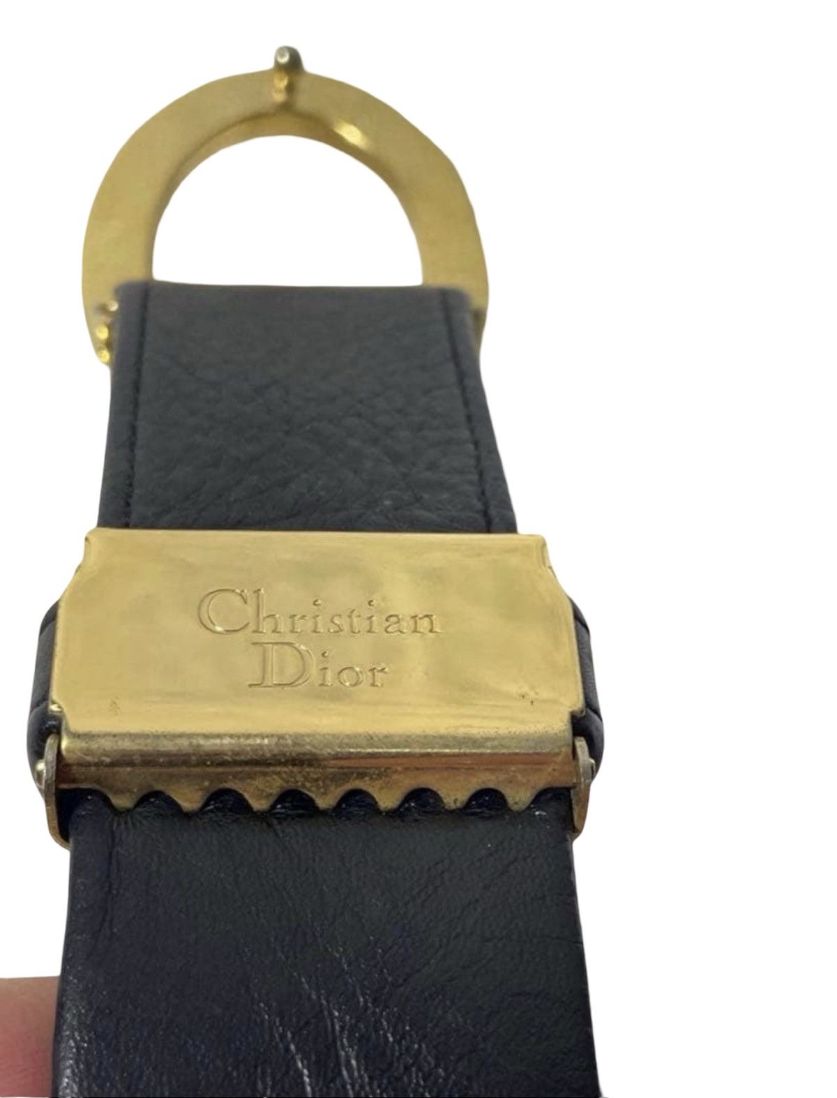 Dior Christian Dior Pebbled Leather Oval CD Logo Buckle Belt Size ONE SIZE - 5 Thumbnail