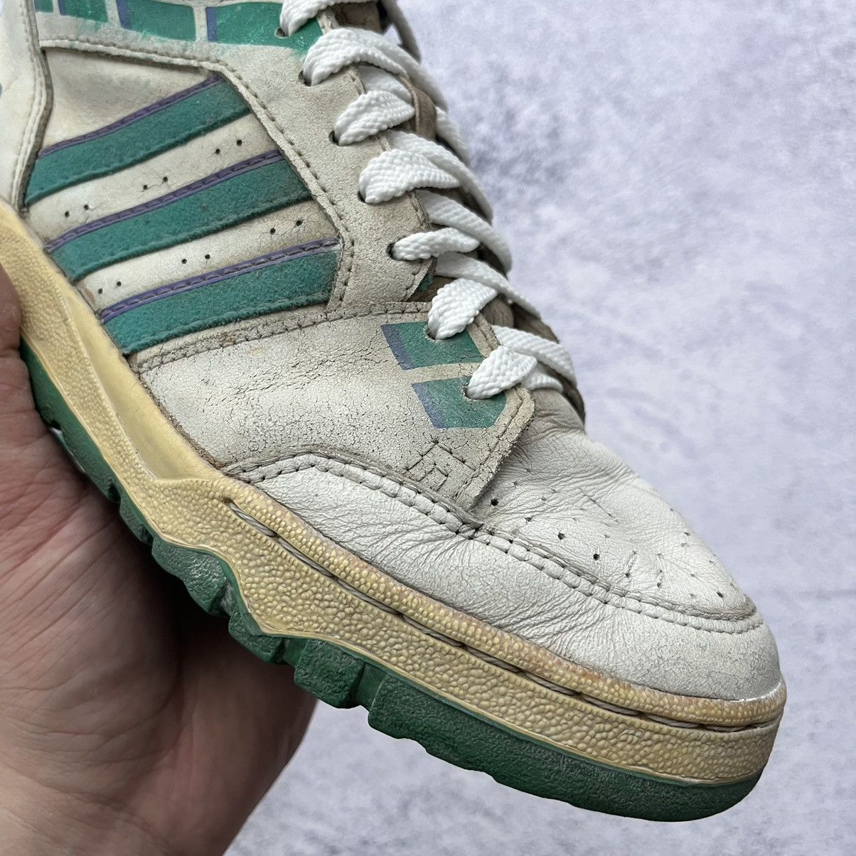 Adidas × Vintage Adidas vintage hi-top leather sneakers 1990 made in Korea Size US 7 / EU 40 - 7 Thumbnail