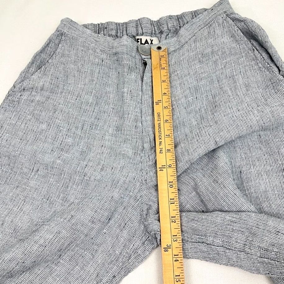 FLAX FLAX Pants Womens S Blue Gray Straight Linen Roll Tab Leg Lagenlook Boho Size 28" / US 6 / IT 42 - 6 Thumbnail
