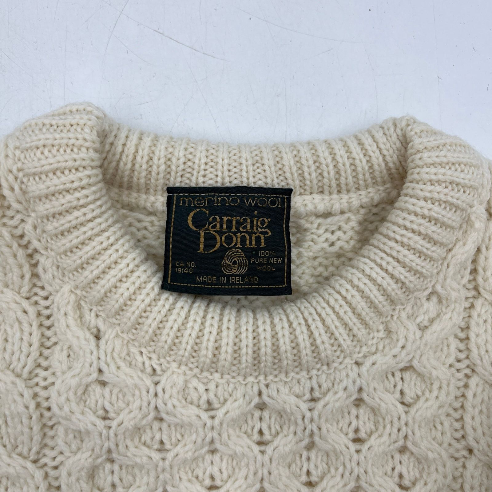 Carraig Donn Carraig Donn Merino Wool Ivory Cable Knit Pullover Sweater Size US L / EU 52-54 / 3 - 3 Thumbnail