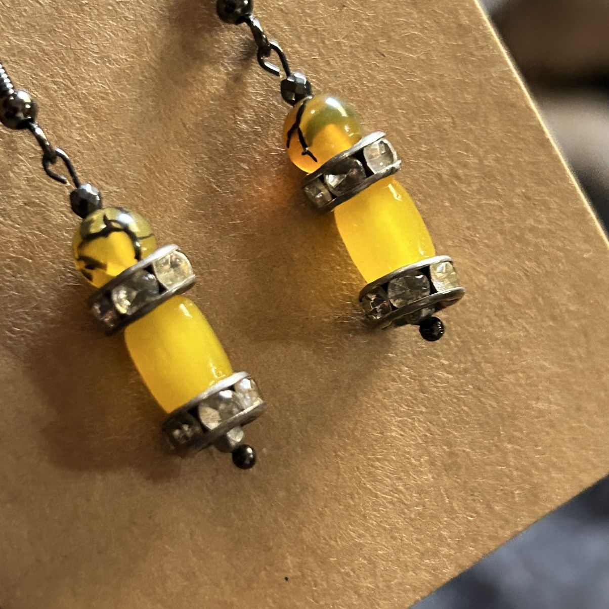 Handmade Handcrafted elegant genuine stone cat eye glass earrings Size ONE SIZE - 3 Thumbnail