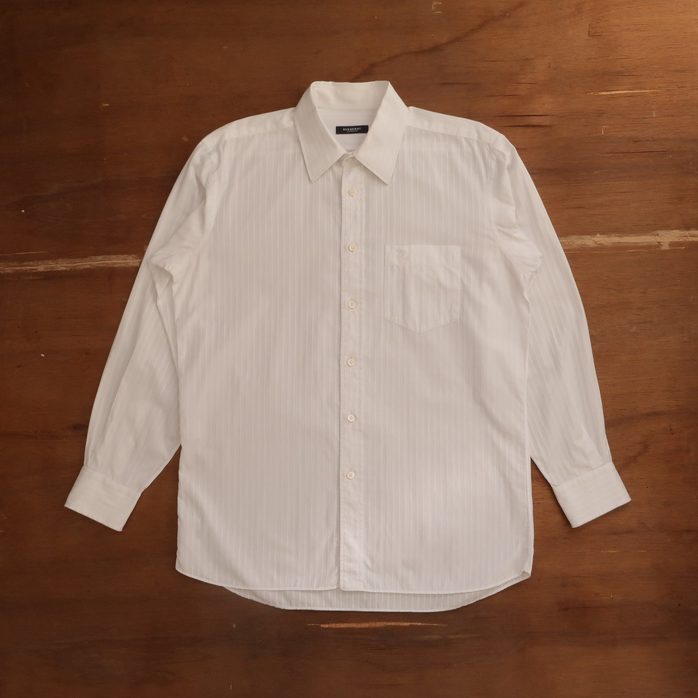 Burberry London Stripe Pattern White Shirt Button Up