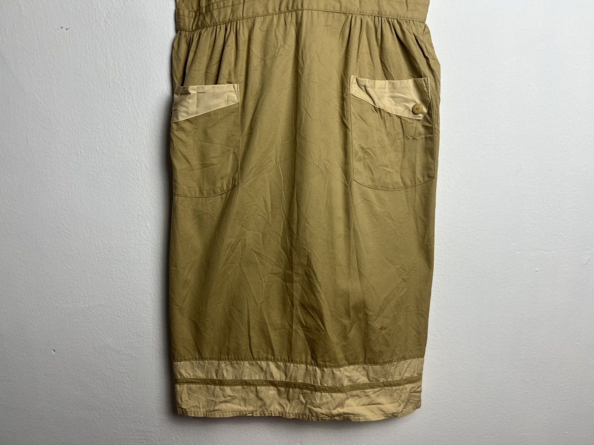 Japanese Brand Khaki Scoop Neck Bib Pinafore Apron Size ONE SIZE - 4 Thumbnail