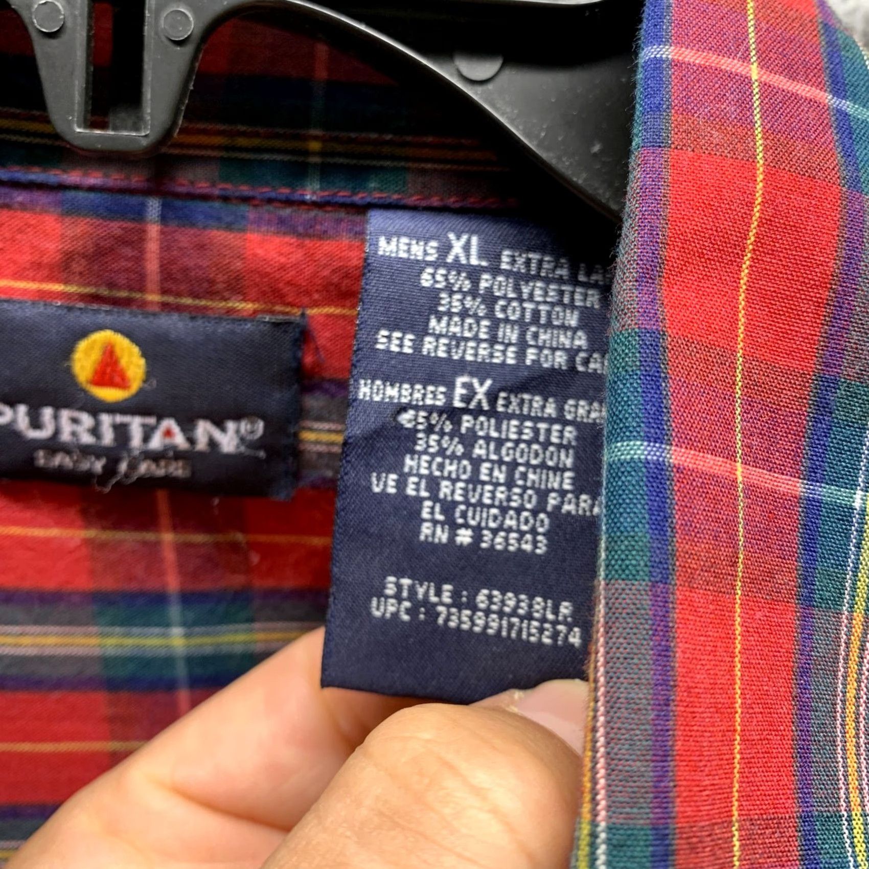 Vintage VINTAGE Puritan Shirt Mens XL Red Green Blue Button Up Casual Plaid Hawaiian Aloha Shirt Long Sleeve Collared Button-Down Vintage Size US XL / EU 56 / 4 - 7 Thumbnail