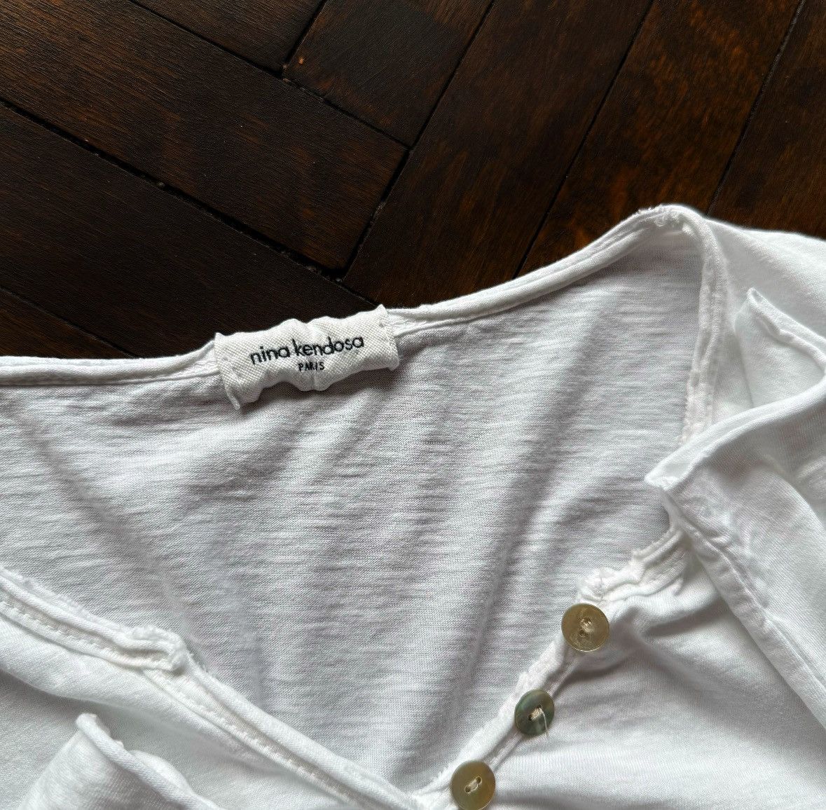 Designer Nina Kendosa Paris Womens White V-Neck Long Sleeve Top Size M / US 6-8 / IT 42-44 - 9 Thumbnail