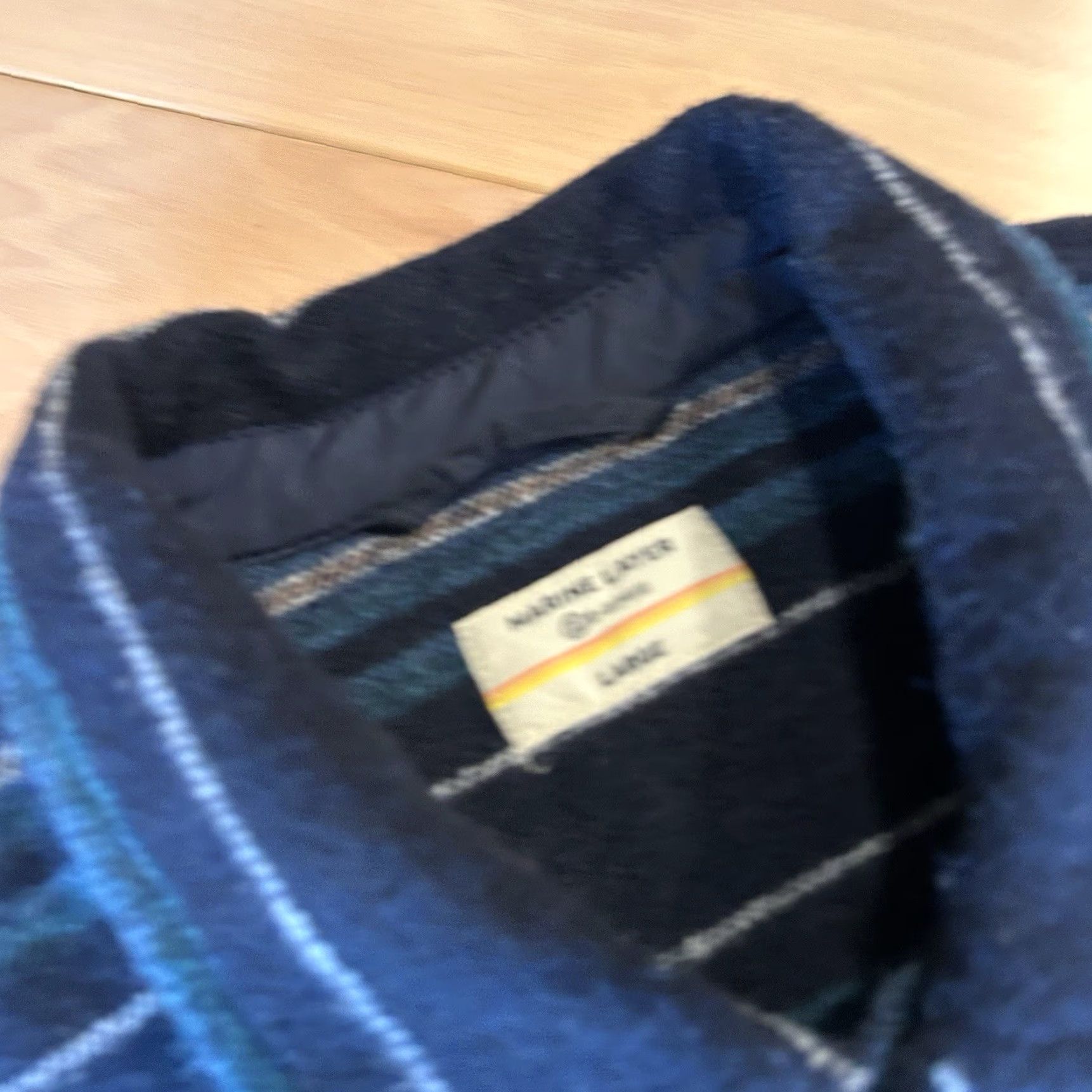 Marine Layer Marine Layer Shirt Jacket Striped Snap Dark Navy L Men's Regular Blue 100% Recycled Polyester Heavyweight Pockets Collared Button-Up Vintage No Size US L / EU 52-54 / 3 - 6 Thumbnail