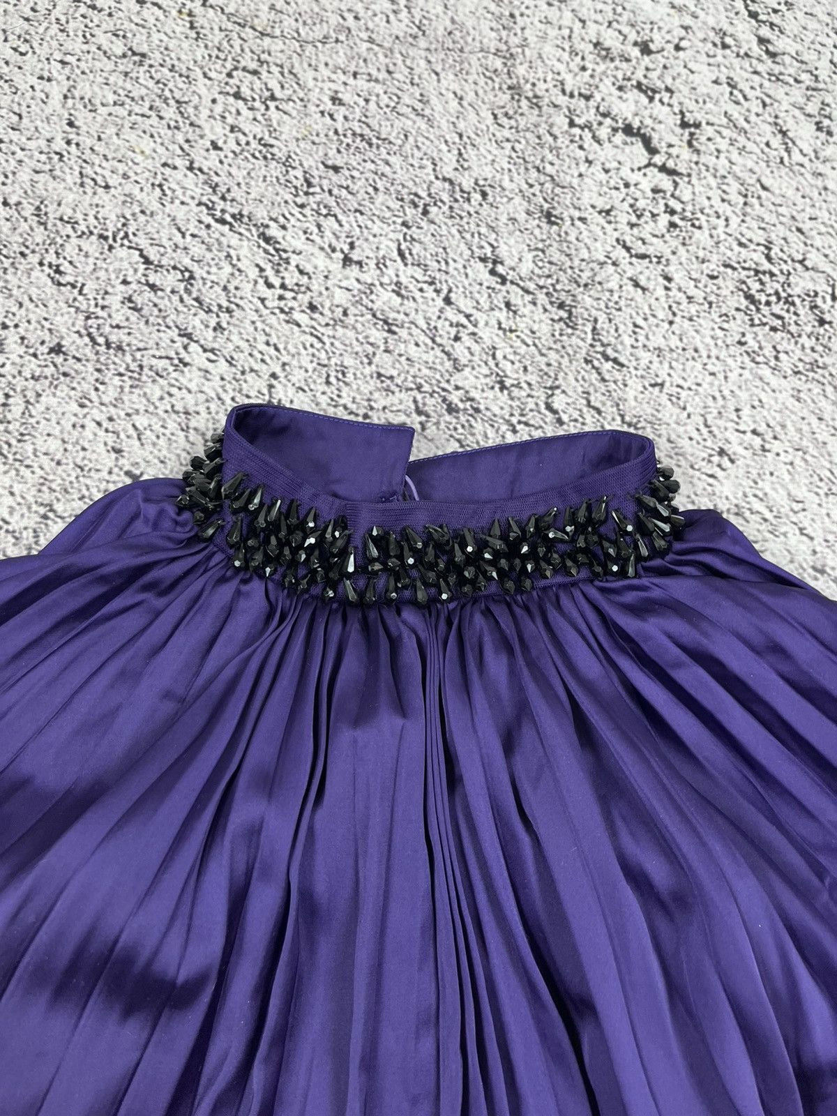 Roberto Cavalli Roberto Cavalli Purple Pleated Silk Top Crystal Collar Size S / US 4 / IT 40 - 5 Thumbnail