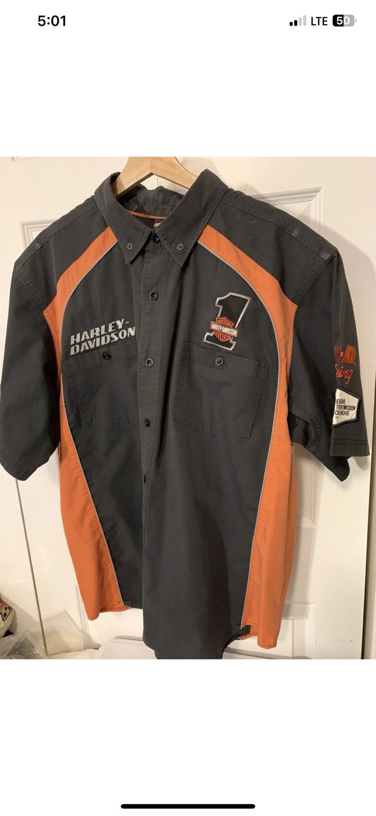 Harley Davidson Vtg Harley Davidson Racing Mens Sz 2XL Shop Work Mechanic Size US XXL / EU 58 / 5 - 4 Thumbnail
