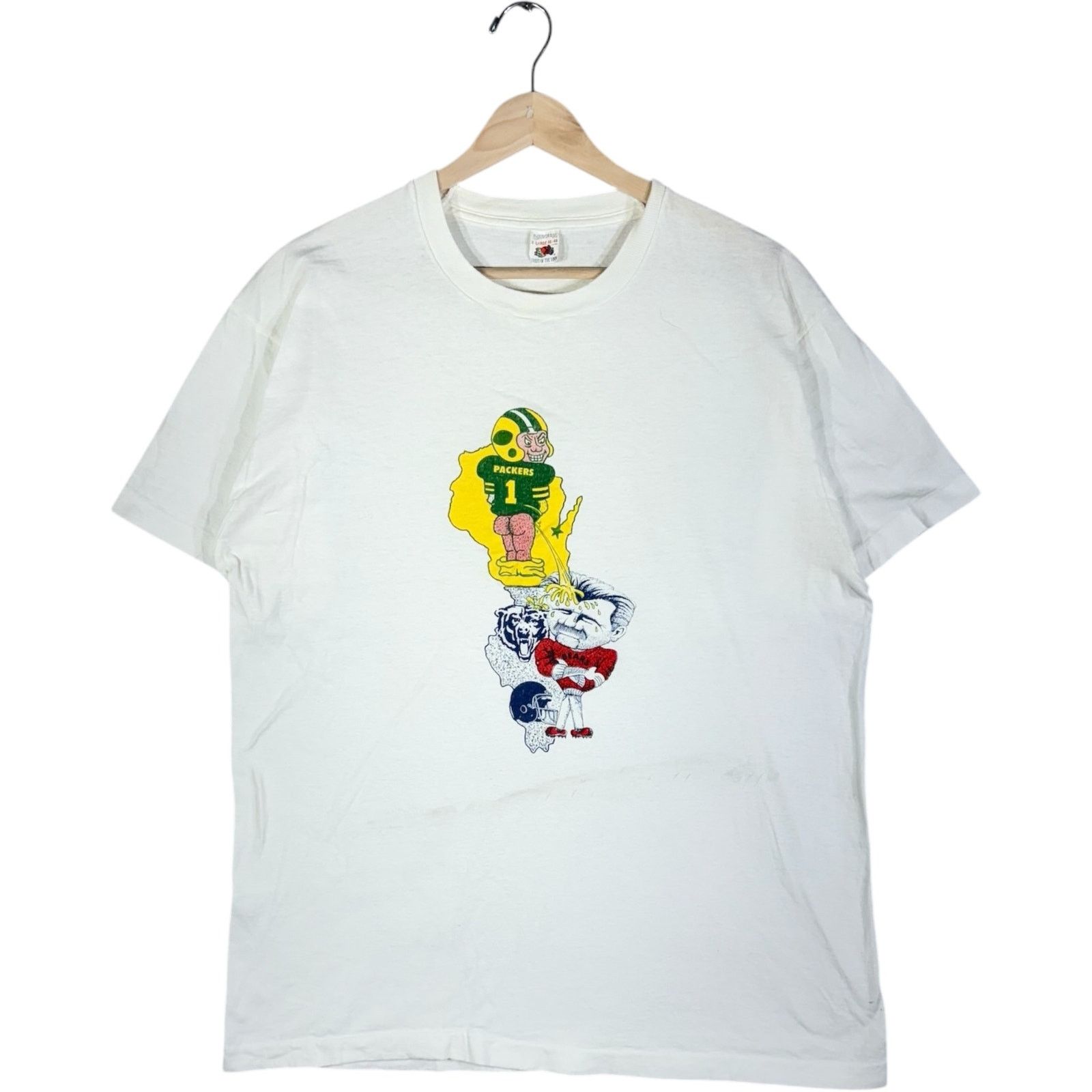 Fruit Of The Loom Vintage Packers And Bears Rivalry Caricature NFL 90s Tee XL Size US XL / EU 56 / 4 - 1 Thumbnail