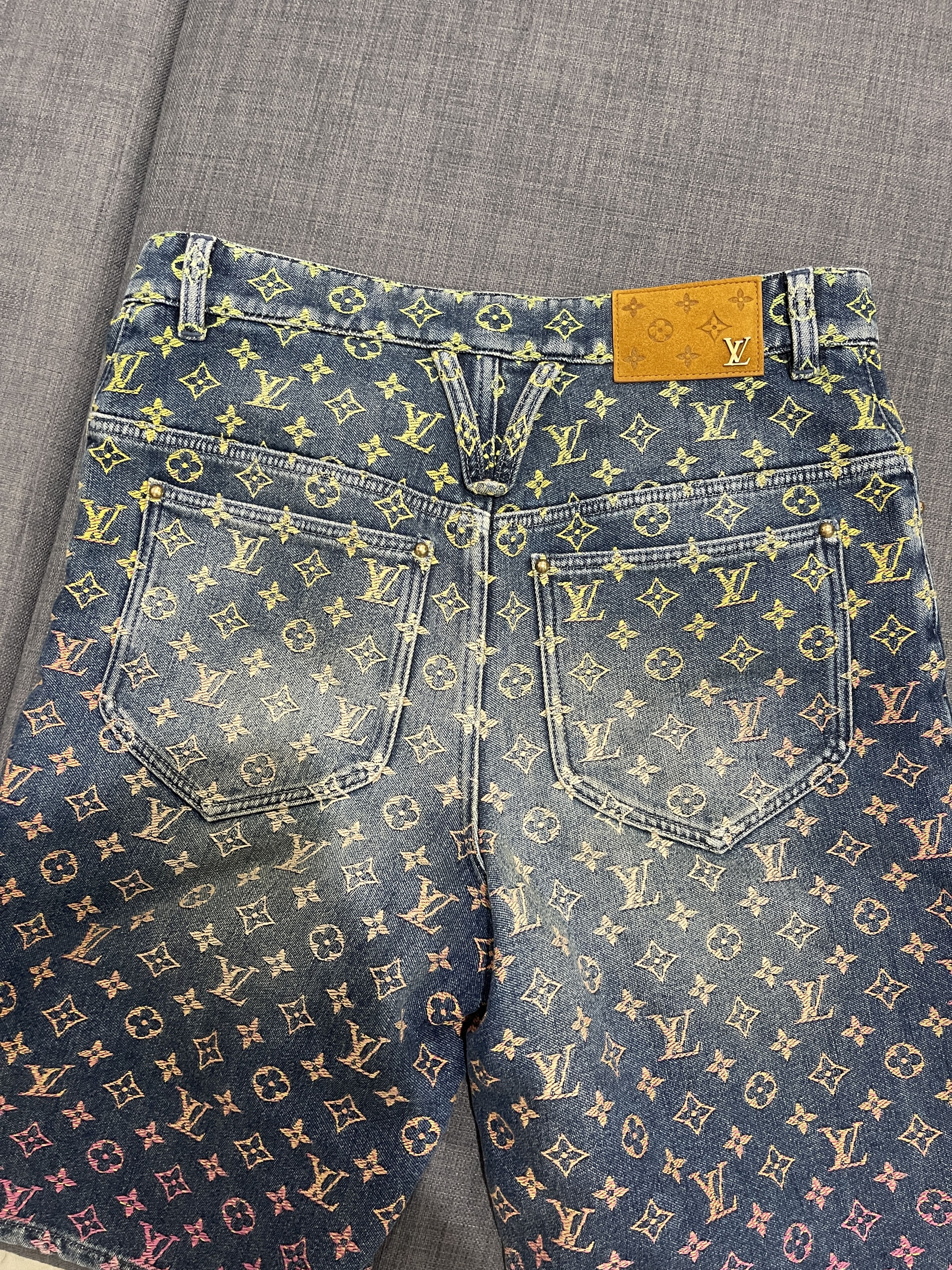 Louis Vuitton Louis Vuitton Rainbow Monogram Denim Shorts Size US 29 - 5 Thumbnail