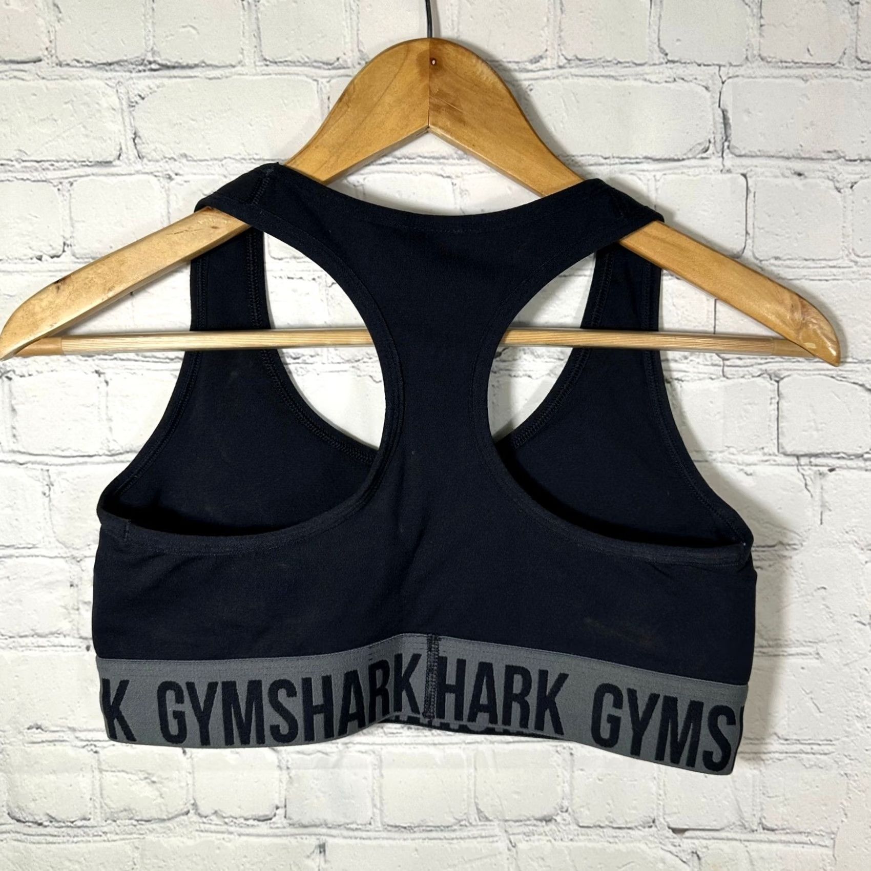 Gymshark Gymshark Fit Sports Bra Womens Medium Black Grey Racerback Logo Band Size ONE SIZE - 3 Thumbnail