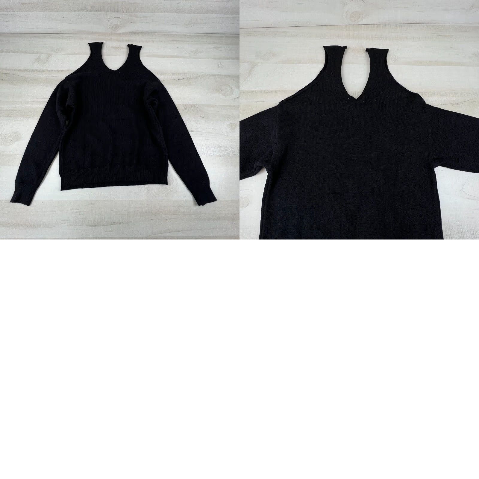 Vintage Angashion Womens Sweater Small Black Cold Shoulder Size S / US 4 / IT 40 - 8 Thumbnail