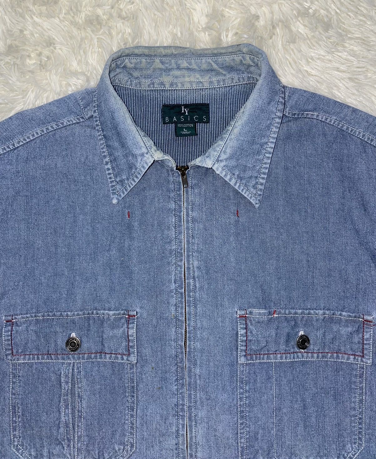 Issey Miyake Iy Basics Zip Up Denim Shirt Inspired by Issey Miayke Size US L / EU 52-54 / 3 - 2 Thumbnail