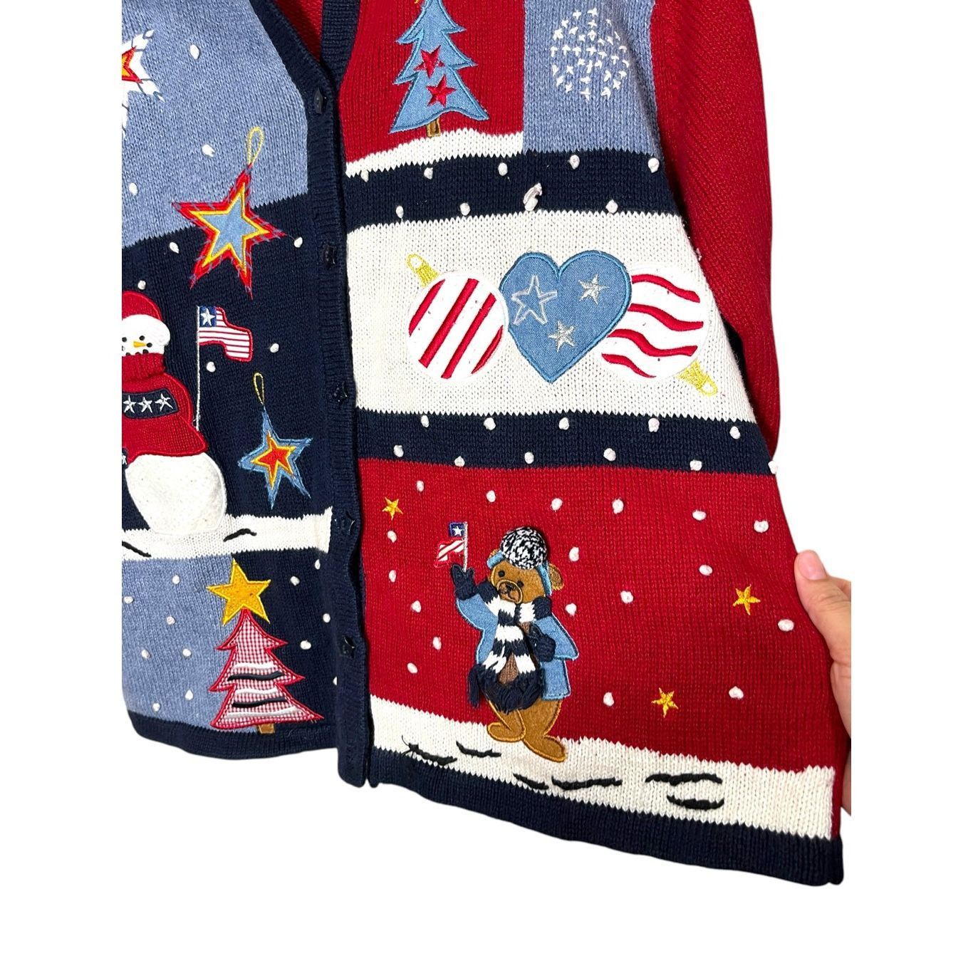 Other Vintage Karen Scott Patriotic Holidays Ugly Christmas Sweate Size S / US 4 / IT 40 - 3 Thumbnail