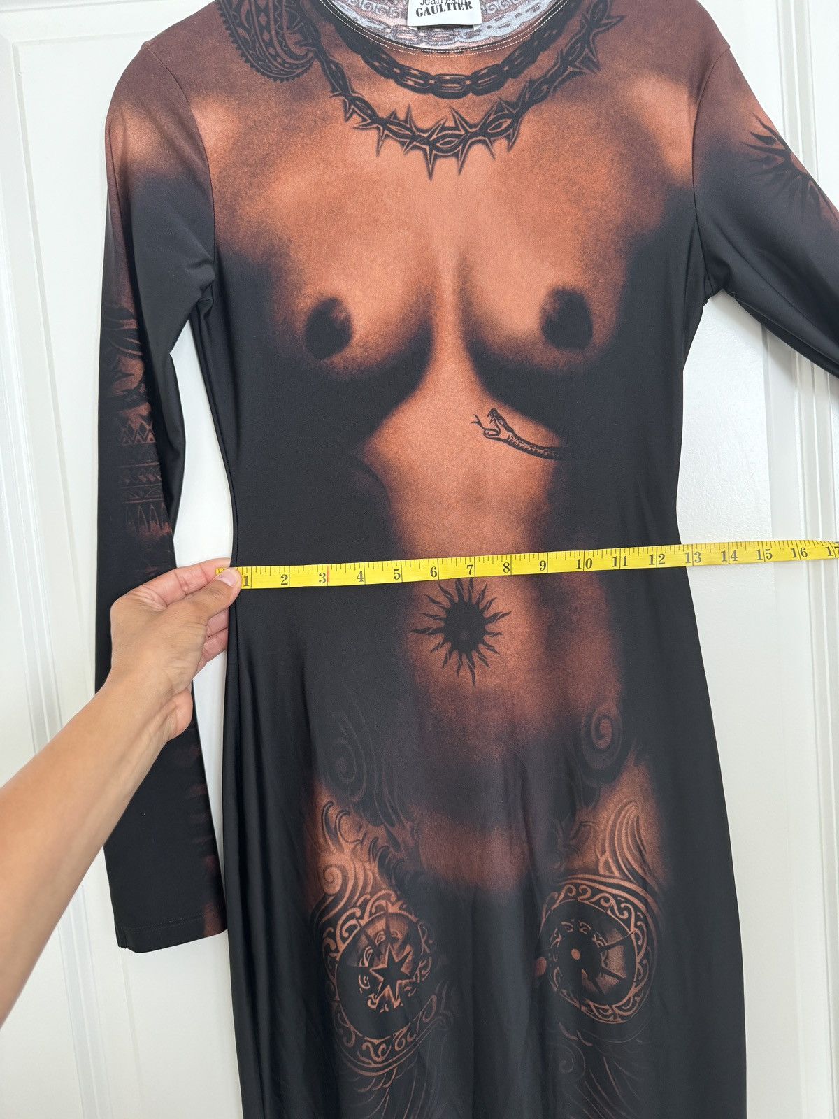 Jean Paul Gaultier Jean Paul Gautier The Long Ebony Body Tattoo Dress Dark Nude Size S / US 4 / IT 40 - 7 Thumbnail