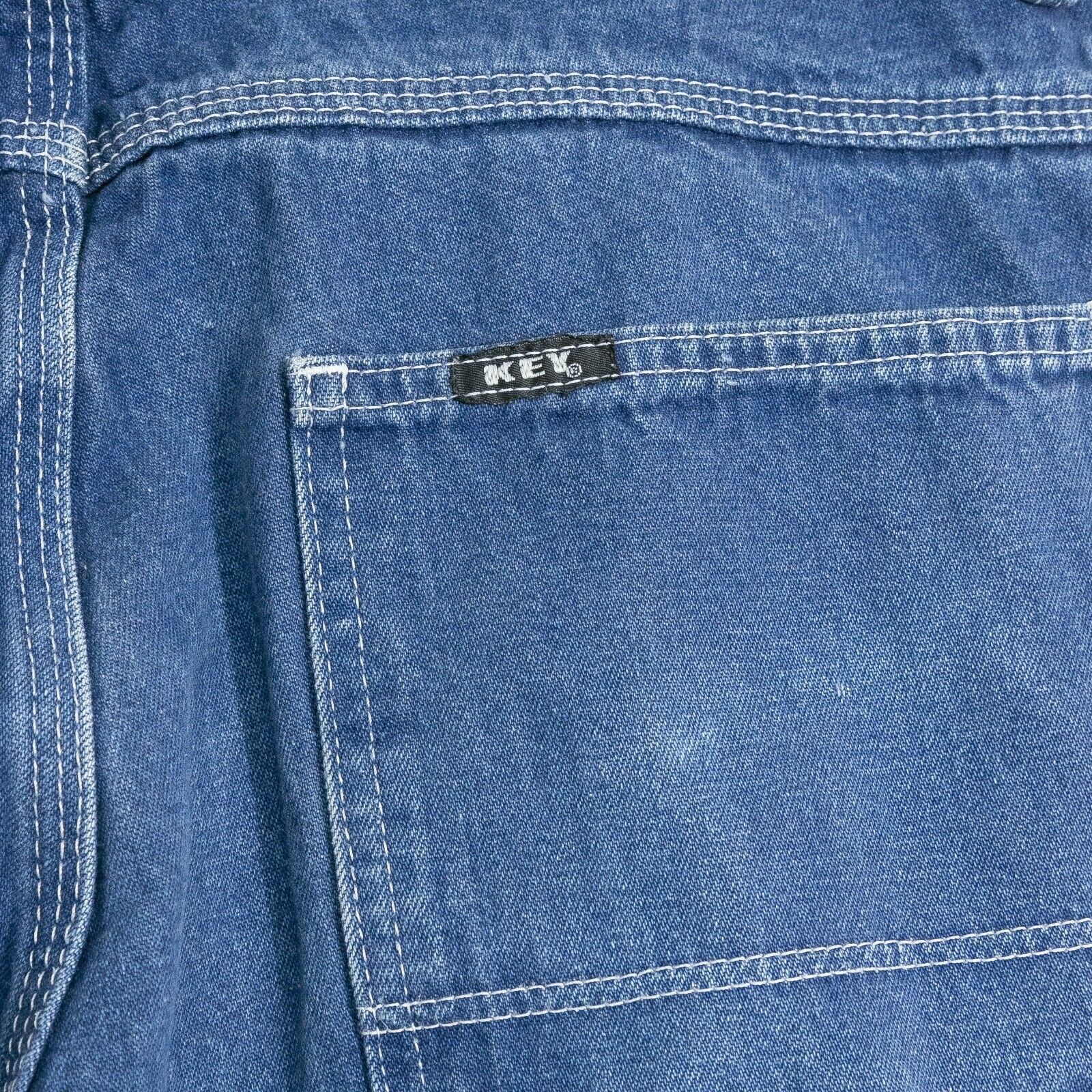 Vintage Vintage Key Workwear Denim Jeans - Distressed Dungaree Blue Size US 32 / EU 48 - 7 Thumbnail