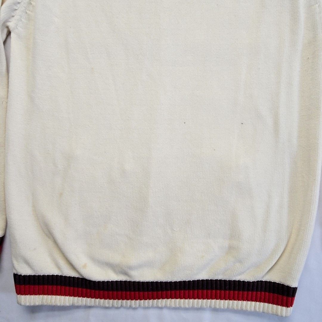 Ecko Unltd. Ecko Unltd Knit Sweater Red Stripe Full Zip Cream XXL Y2K Size US XXL / EU 58 / 5 - 11 Thumbnail