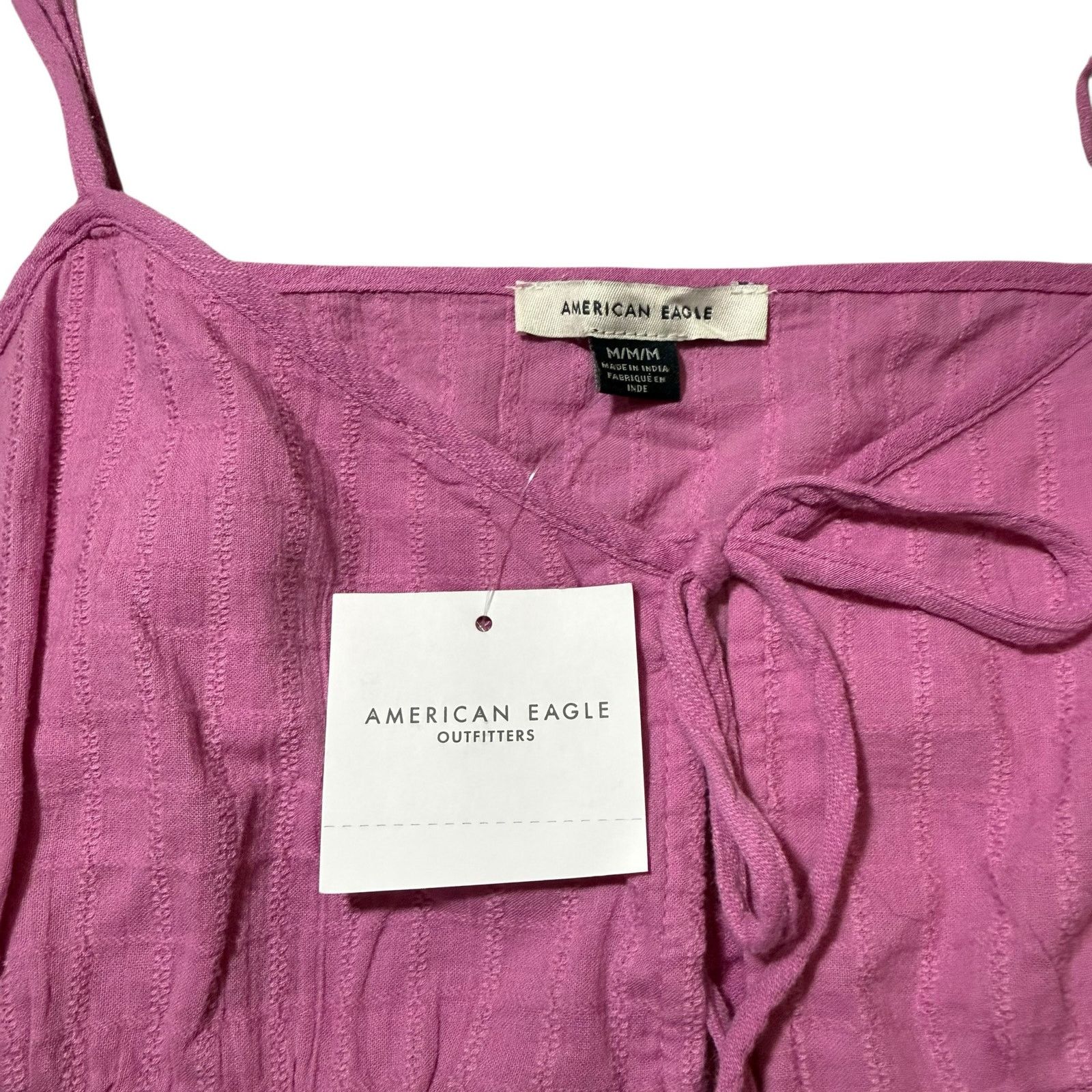 American Eagle Outfitters NEW American Eagle Crop Top Tie Front Camisole Pink Medium Size M / US 6-8 / IT 42-44 - 4 Thumbnail