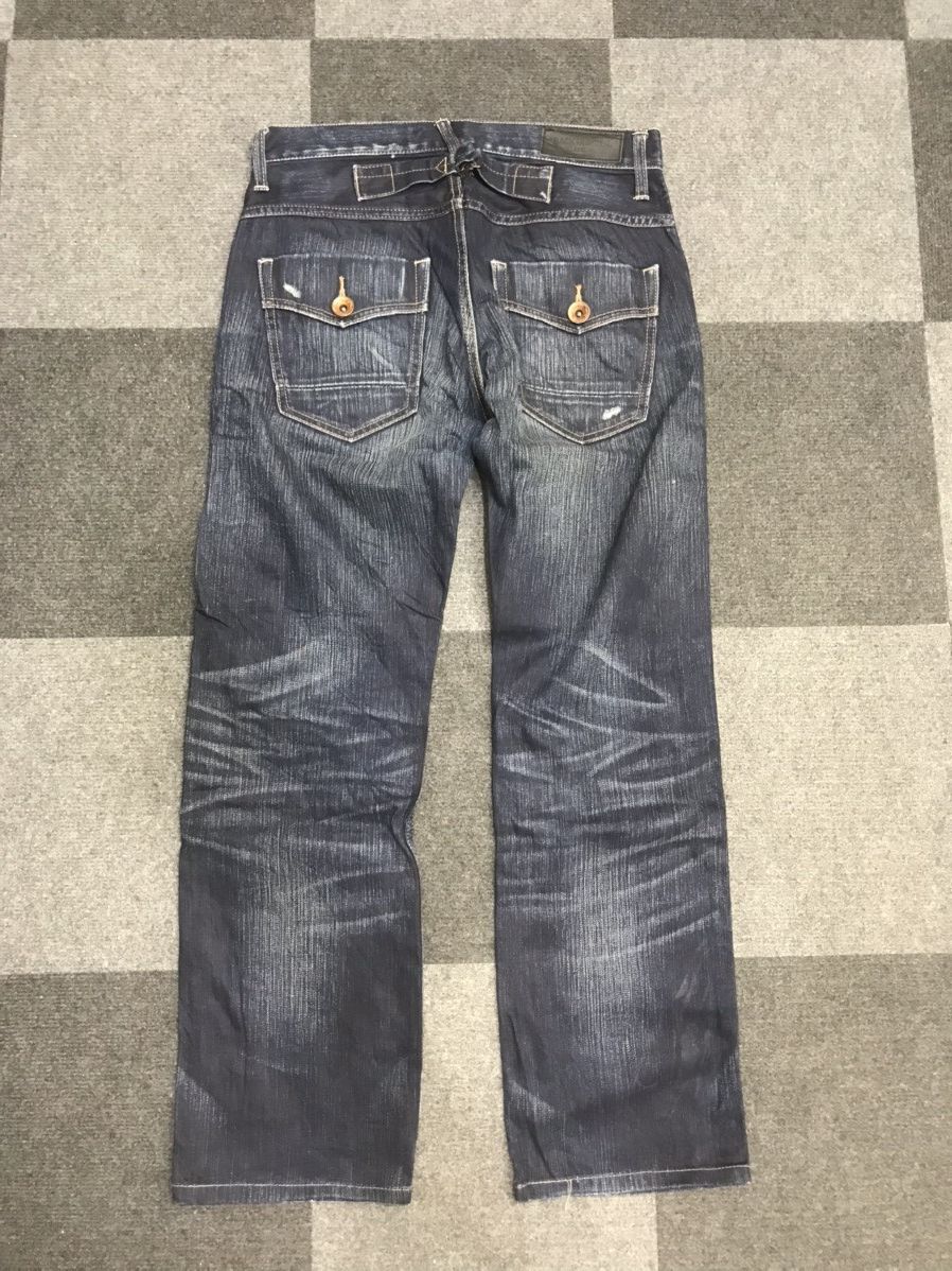 Japanese Brand BACK NUMBER Distressed Buckle Back Jeans Size US 31 - 11 Thumbnail