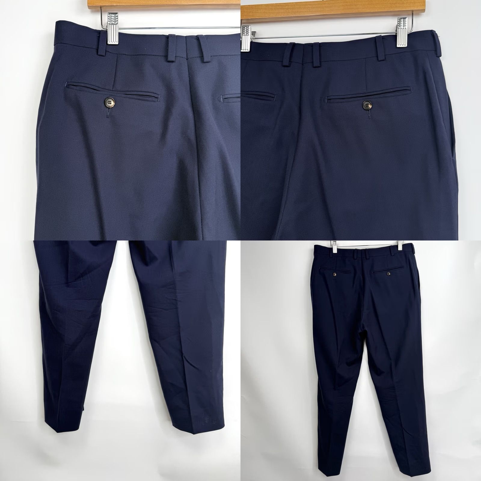 Suitsupply Suitsupply Pants Mens 36 Regular Wool Dress Pants Navy Blue 100% Wool Flat Front Zip Pockets Straight Leg City Wedding Size 36R - 9 Thumbnail