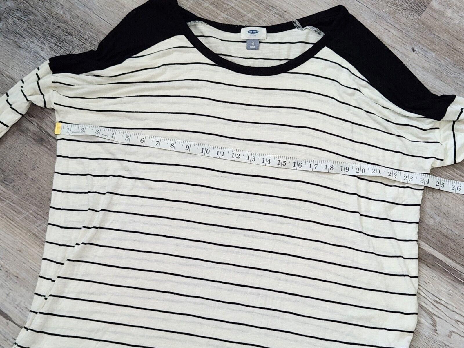 Old Navy Old Navy Shirt Large Tunic Top Black Cream Striped Size L / US 10 / IT 46 - 4 Thumbnail