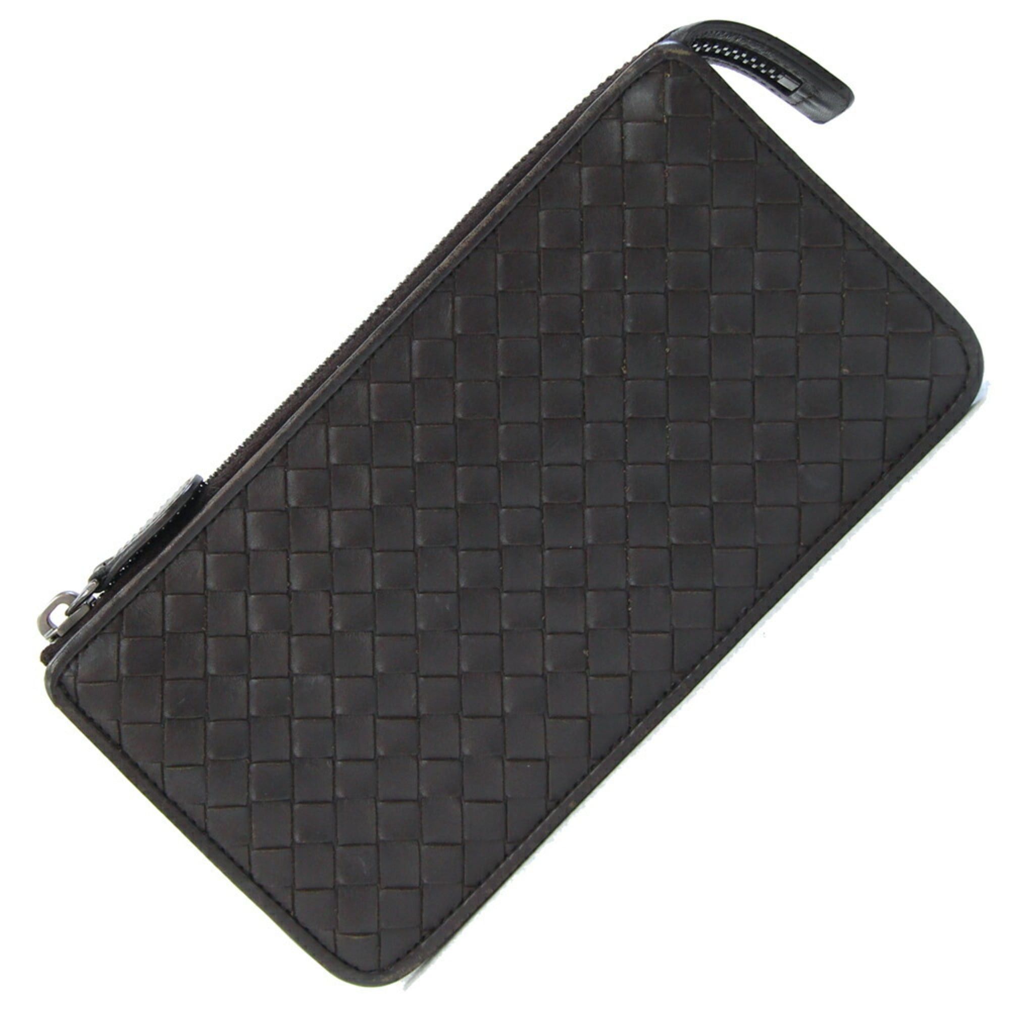 Bottega Veneta Intrecciato Pouch Dark Brown Leather Clutch Bag for Men and Women