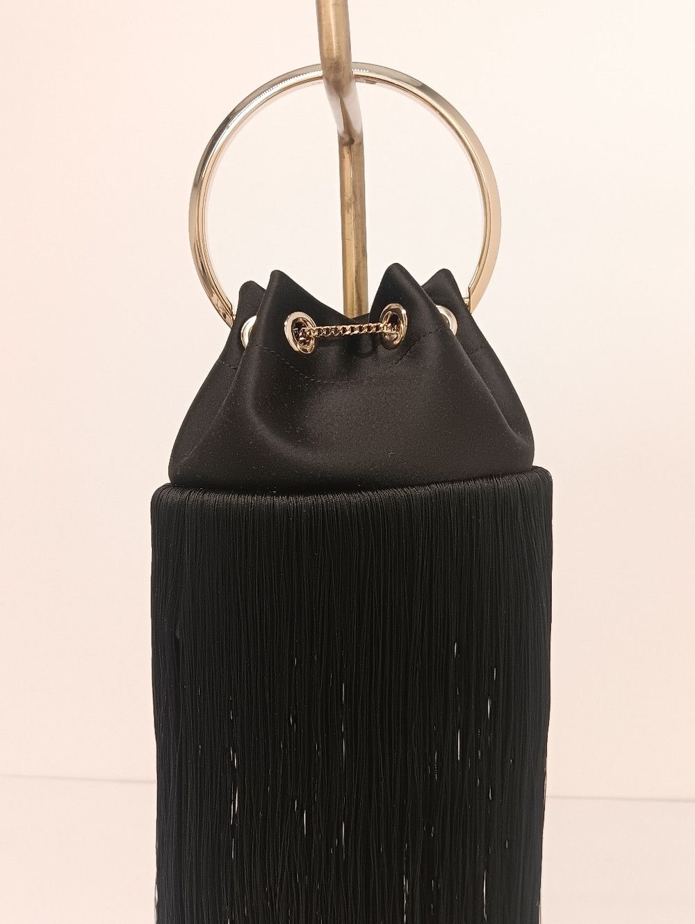 Jimmy Choo Jimmy Choo Bon Bon Small Fringed Satin Bucket Bag - Black Size ONE SIZE - 5 Thumbnail
