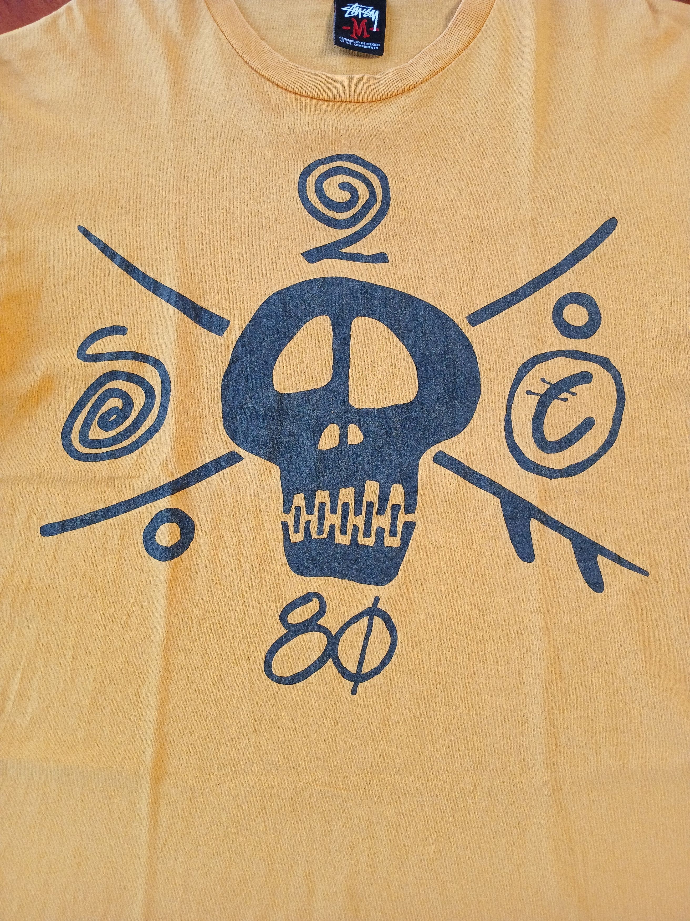Stussy × Vintage Stussy Skull Sneaker Lace World Tour Yellow Tshirt Size US M / EU 48-50 / 2 - 4 Thumbnail