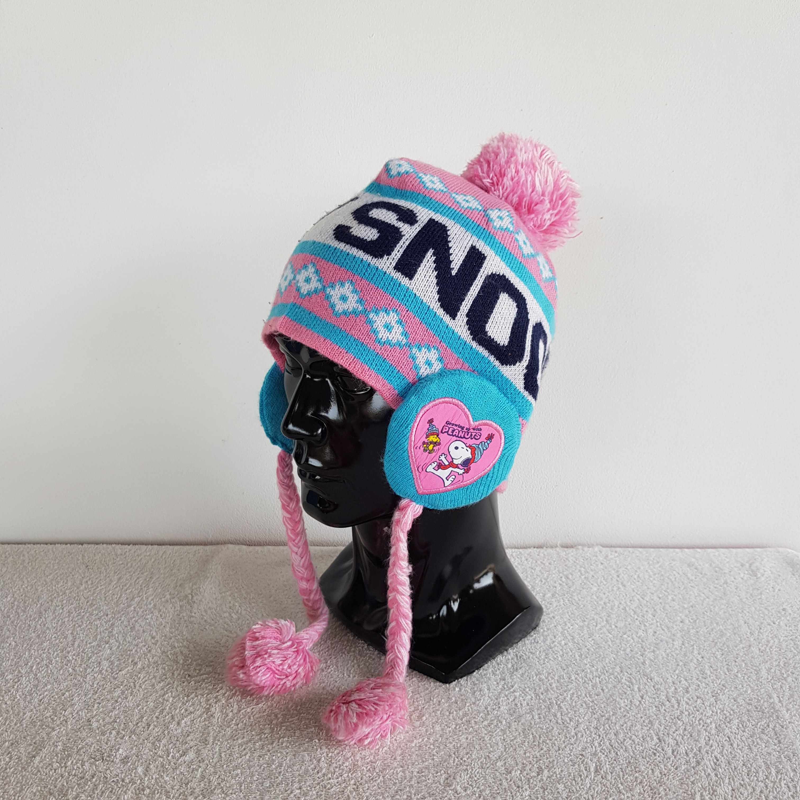 Peanuts Vintage Snoopy Earflap Beanie Funny Snow Cap Hats. Size ONE SIZE - 1 Thumbnail