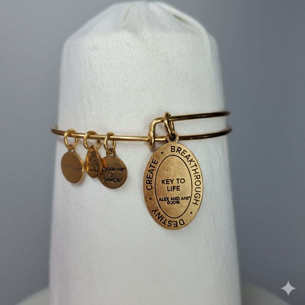 Other Alex & Ani 7.75" NEW Bracelet Gold Key to Life Love Energy Size ONE SIZE - 6 Thumbnail