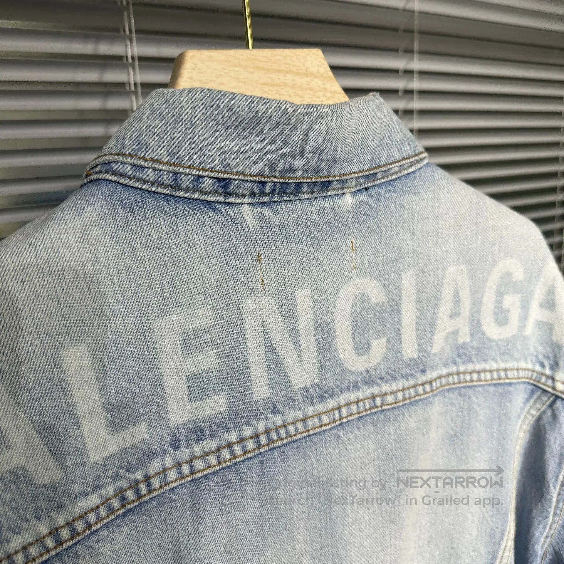 Balenciaga Balenciaga Washed Denim Jacket with Logo. Size US S / EU 44-46 / 1 - 6 Thumbnail
