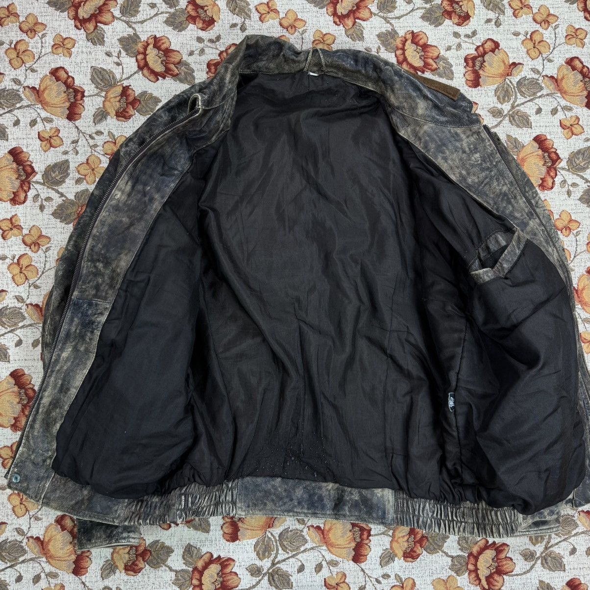 Vintage Vintage Washed Brown Leather Jacket Distressed 90s boxy fit Size US XL / EU 56 / 4 - 9 Thumbnail