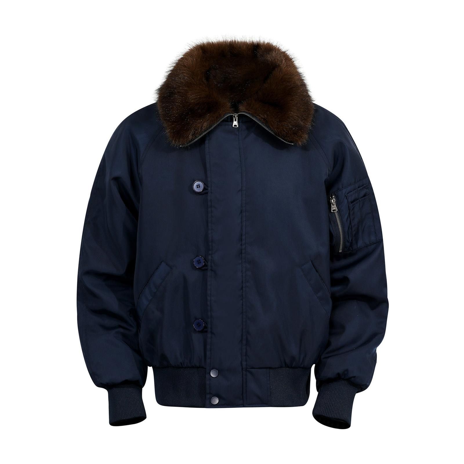 Japanese Brand Gray Fur Collar Bomber Jacket, Insulated Men's Outerwear Size US M / EU 48-50 / 2 - 5 Thumbnail