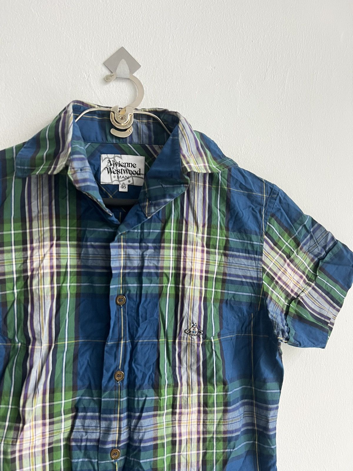 Vivienne Westwood VW Man Orbs Embroidered Plaid Unstructured Collar B/D Shirt Size US M / EU 48-50 / 2 - 4 Thumbnail