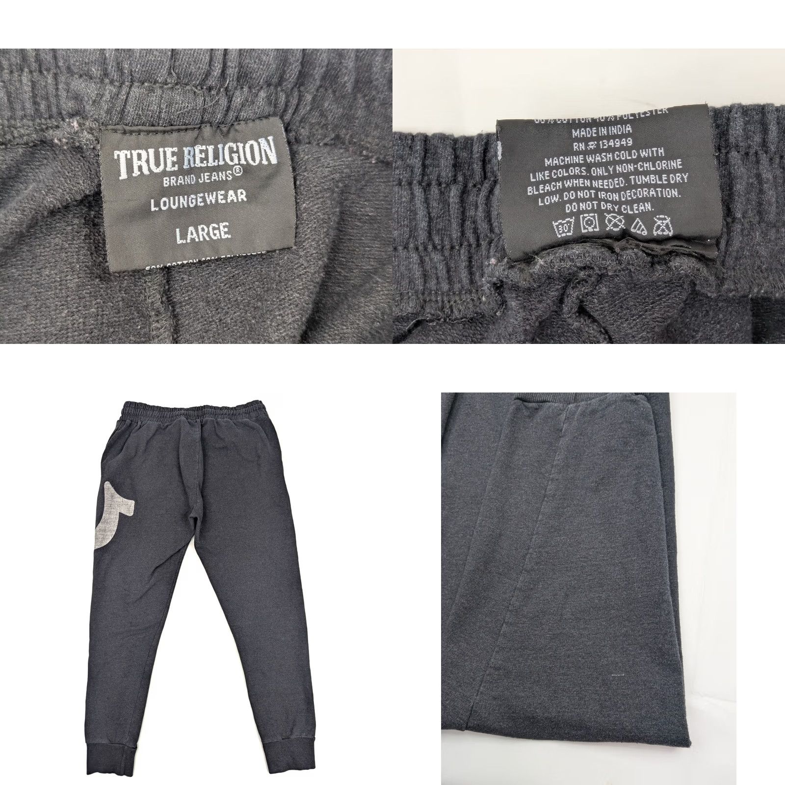 True Religion True Religion Pants Men L Gray Logo Jogger Inseam 29 Lightweight Fleece Pockets Elastic Waist Regular Fit Casual Activewear Loungewear Size US 33 - 8 Thumbnail