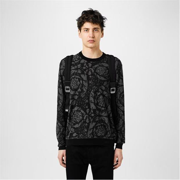 Versace o1g2r1mq0824 Baroque Jumper in Black & Grey Size US L / EU 52-54 / 3 - 3 Thumbnail
