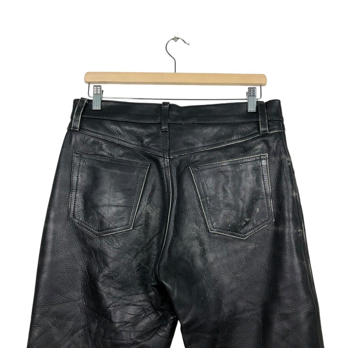 Genuine Leather 🔥VINTAGE BIKER GENUINE LEATHER PANTS FMC ISSEY MIYAKE Size US 33 - 11 Thumbnail