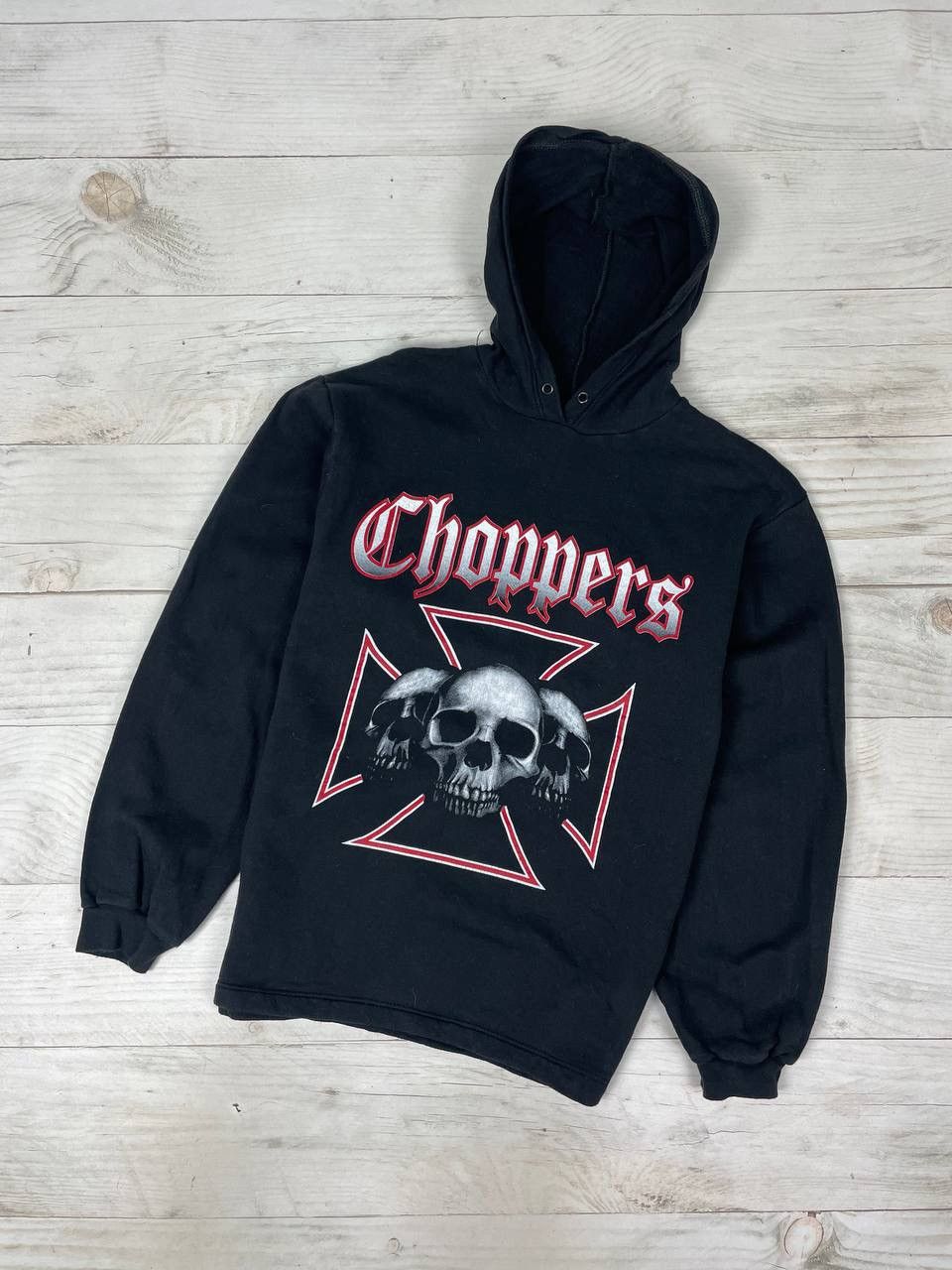 Vintage West Coast Choppers Skull Hoodie 90s Biker Moto Y2K