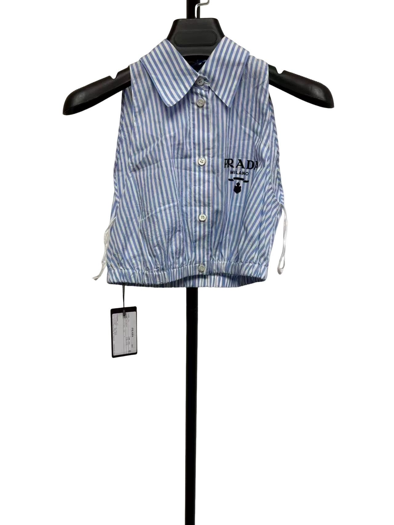 Prada Prada Striped Logo Embroidery Crop Top 38 Size XS / US 0-2 / IT 36-38 - 1 Thumbnail