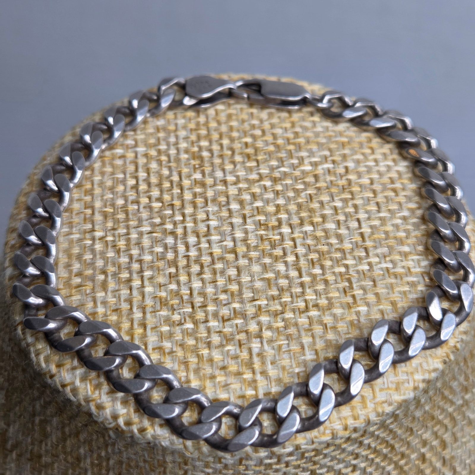 Sterling Silver Sterling Silver Textured Curb Chain Bracelet Italy .925 7.5" Size ONE SIZE - 9 Thumbnail