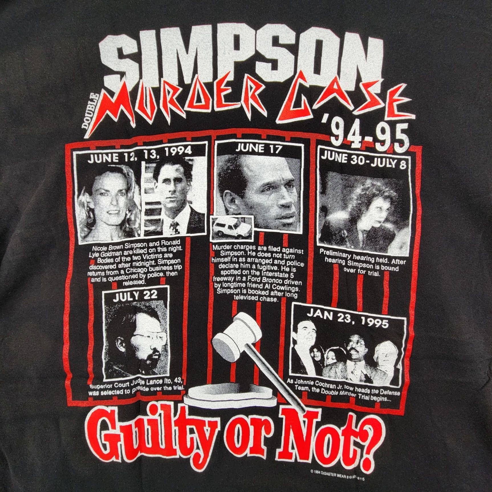Vintage VINTAGE OJ Simpson Dateline Murder Trial T Shirt Geometric Black XL Newstar California Mens Size US XL / EU 56 / 4 - 4 Thumbnail