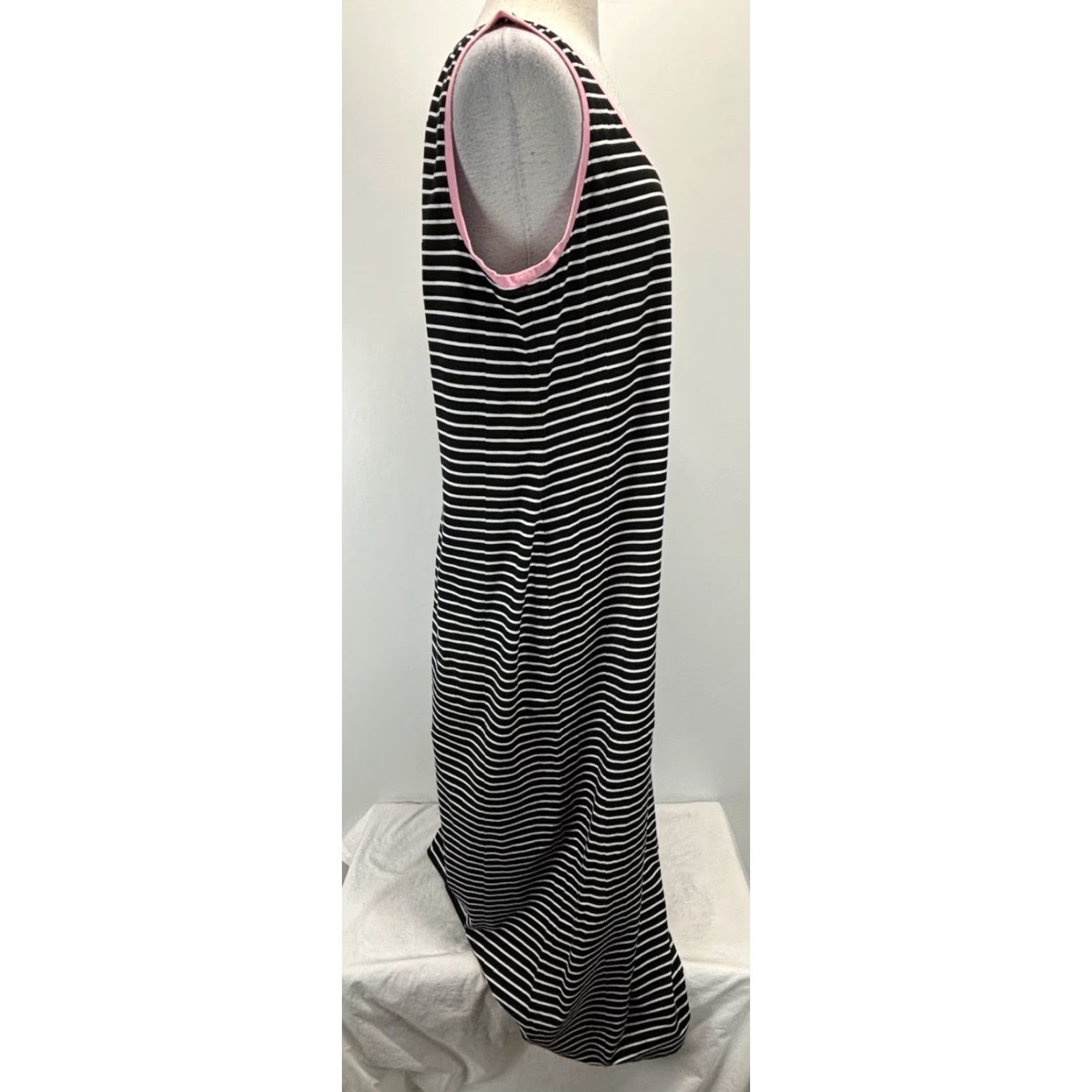 Ralph Lauren Lauren Ralph Lauren Dress Women XL Striped Maxi Tank Black White Pink Monogram Size XL / US 12-14 / IT 48-50 - 4 Thumbnail