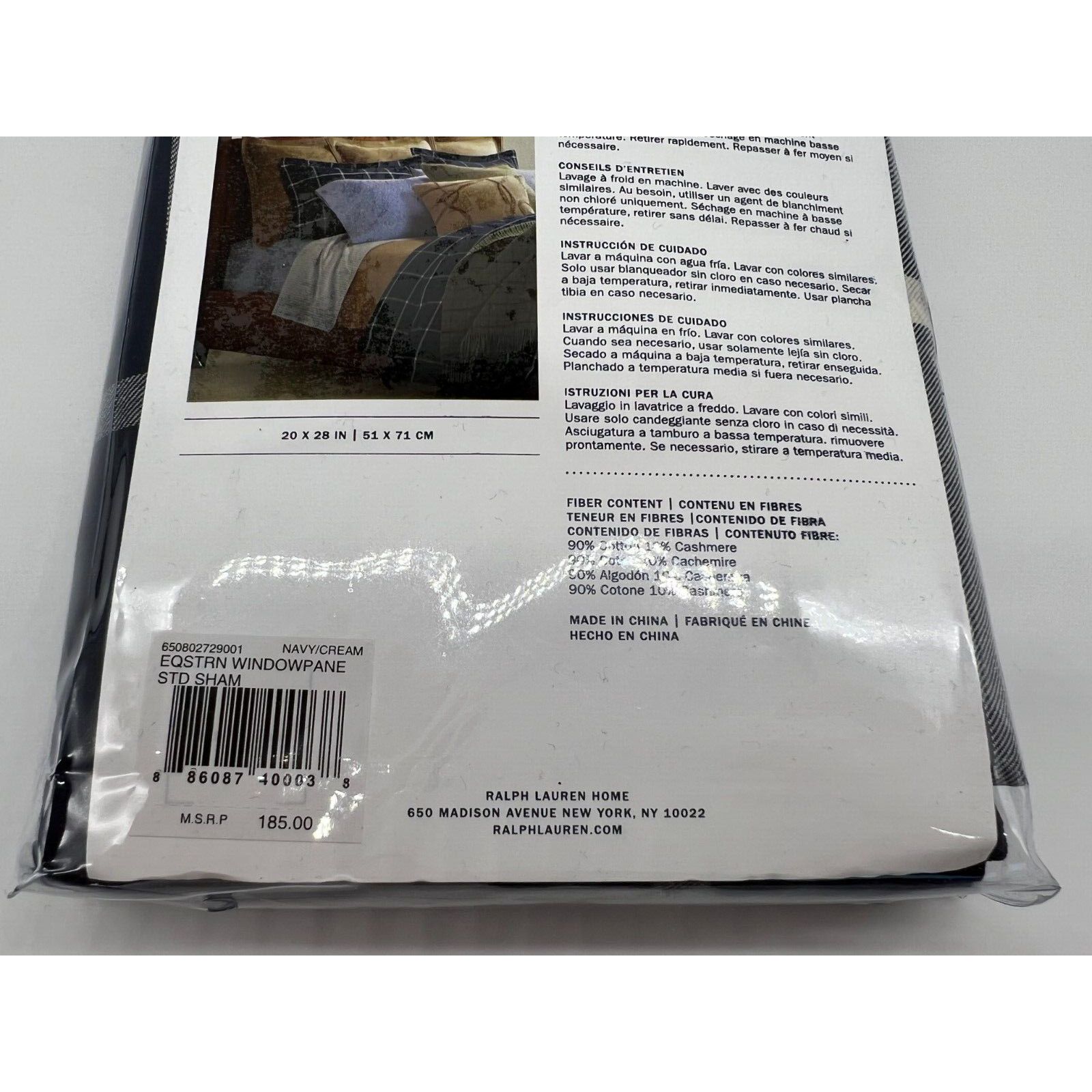 Ralph Lauren Ralph Lauren Home Equestrian Windowpane Sham Navy Standard Size ONE SIZE - 7 Thumbnail