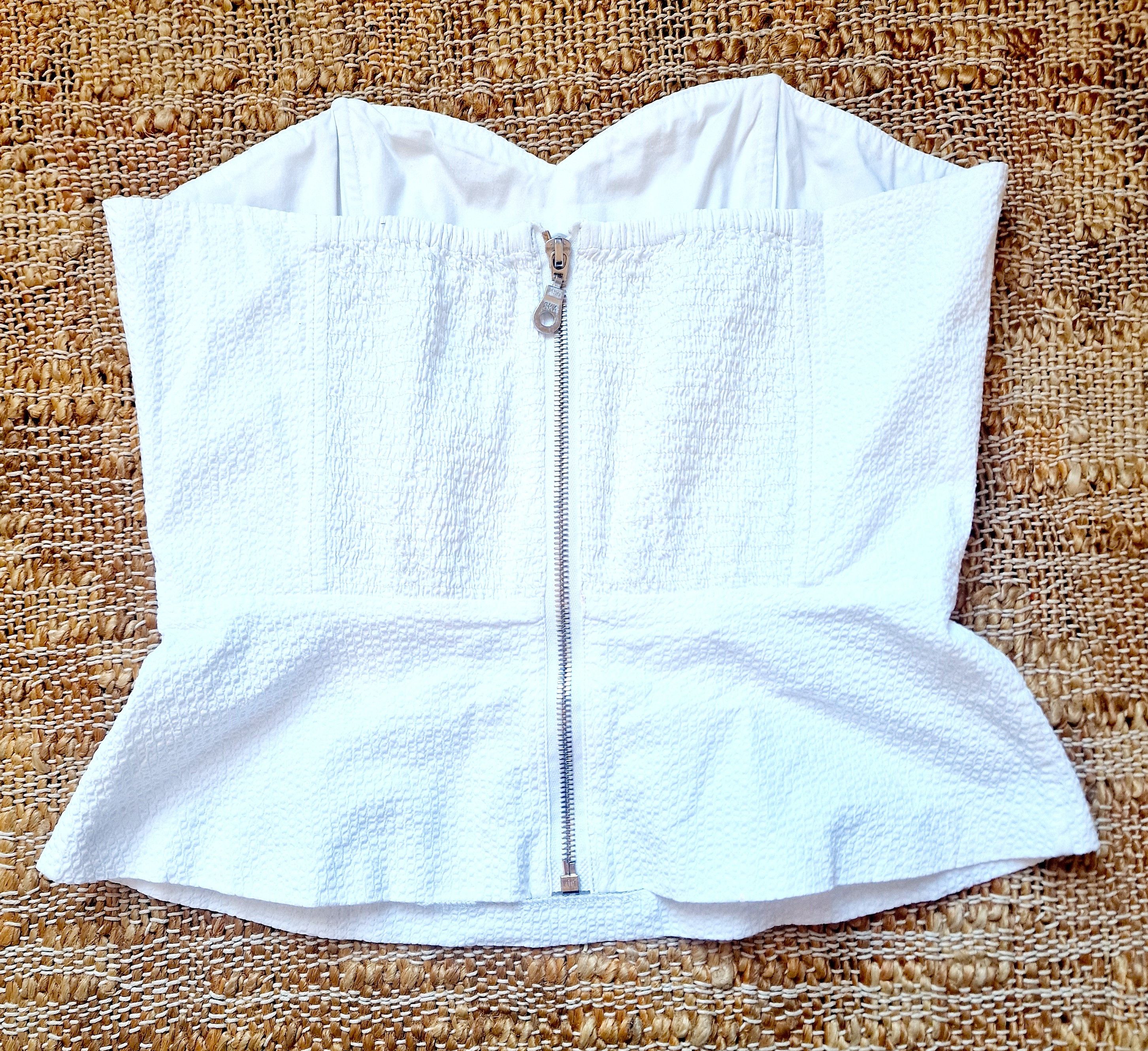Prada Prada White Sport Vintage 80s Large Top Tee Corset Bustier Size L / US 10 / IT 46 - 2 Thumbnail