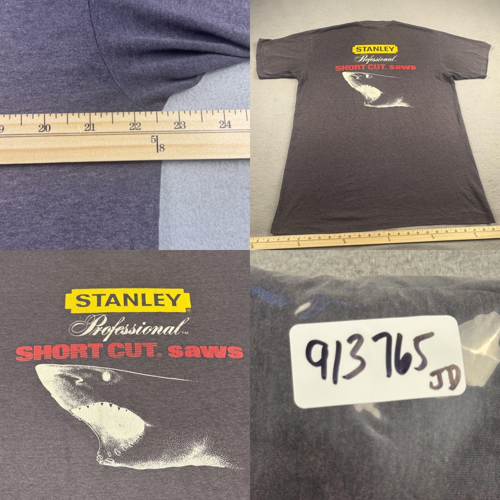 Hanes VINTAGE Stanley Tools Shirt Mens XL Gray Promo Advertising Shark Graphic 90s Size US XL / EU 56 / 4 - 8 Thumbnail