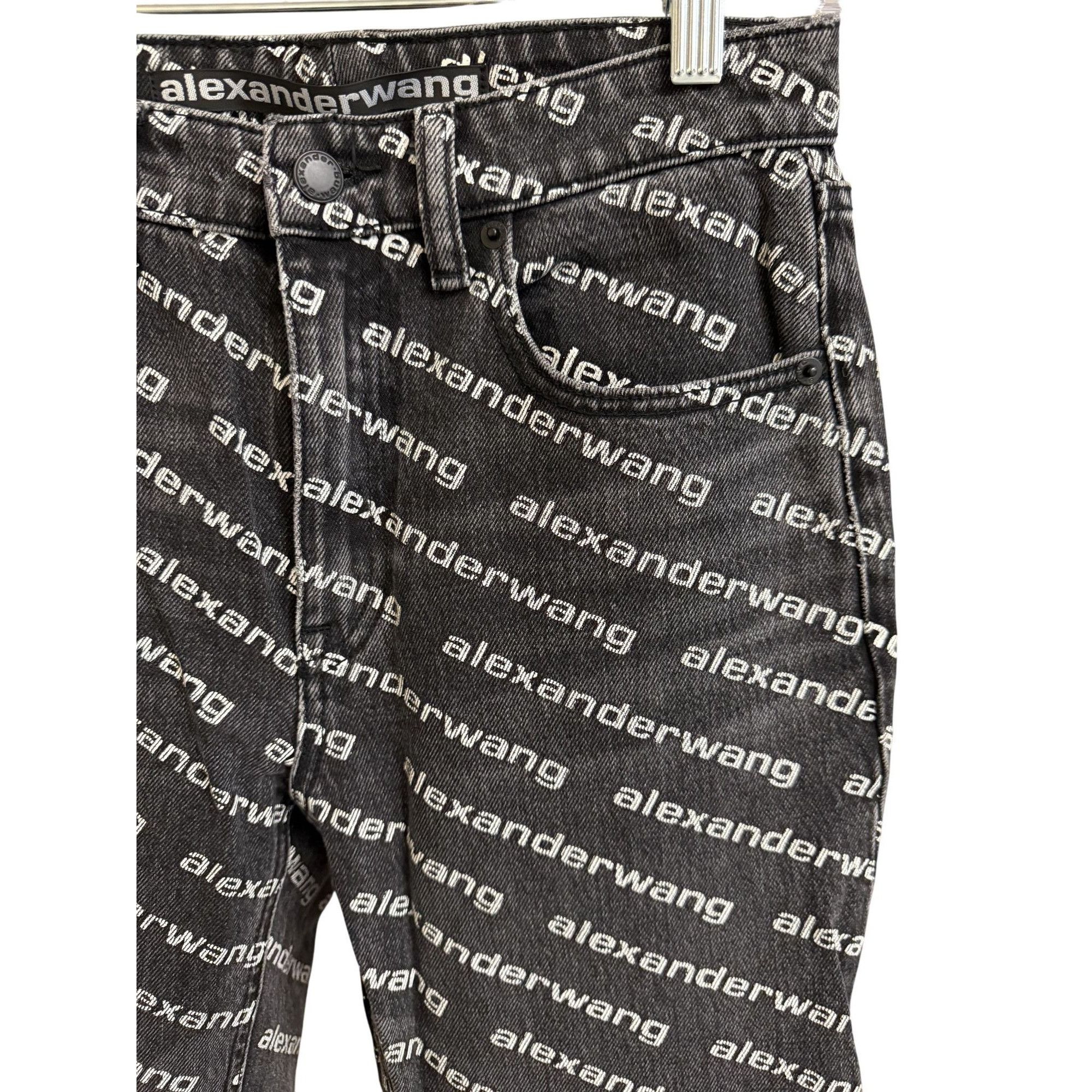 Alexander Wang Alexander Wang Black & White Logo Print Denim Jeans Straight Size 26" / US 2 / IT 38 - 4 Thumbnail