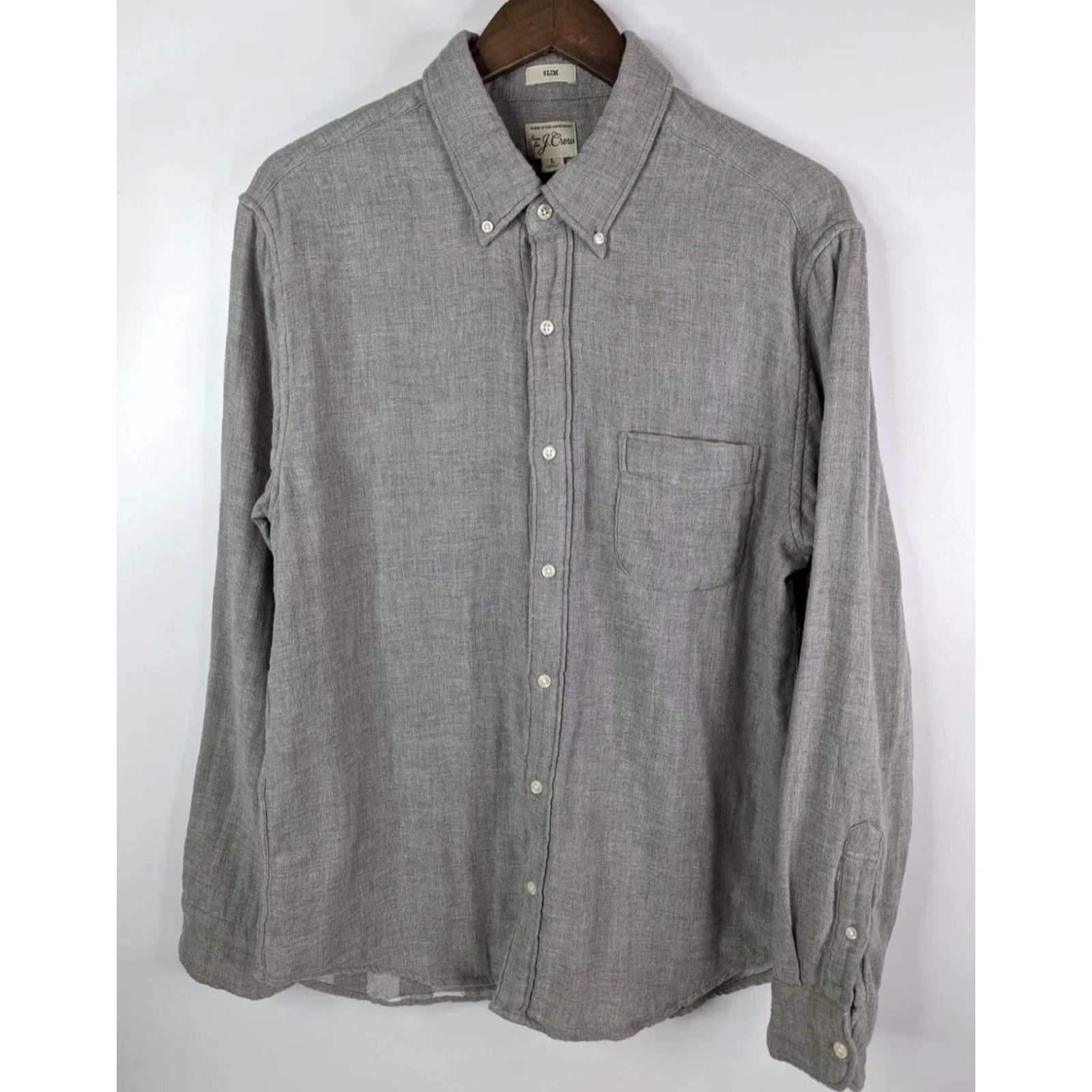 J.Crew J.CREW Shirt Button-Down Long Sleeve Gray Slim Plaid Cotton Modern Classic Men Large Size US L / EU 52-54 / 3 - 2 Thumbnail